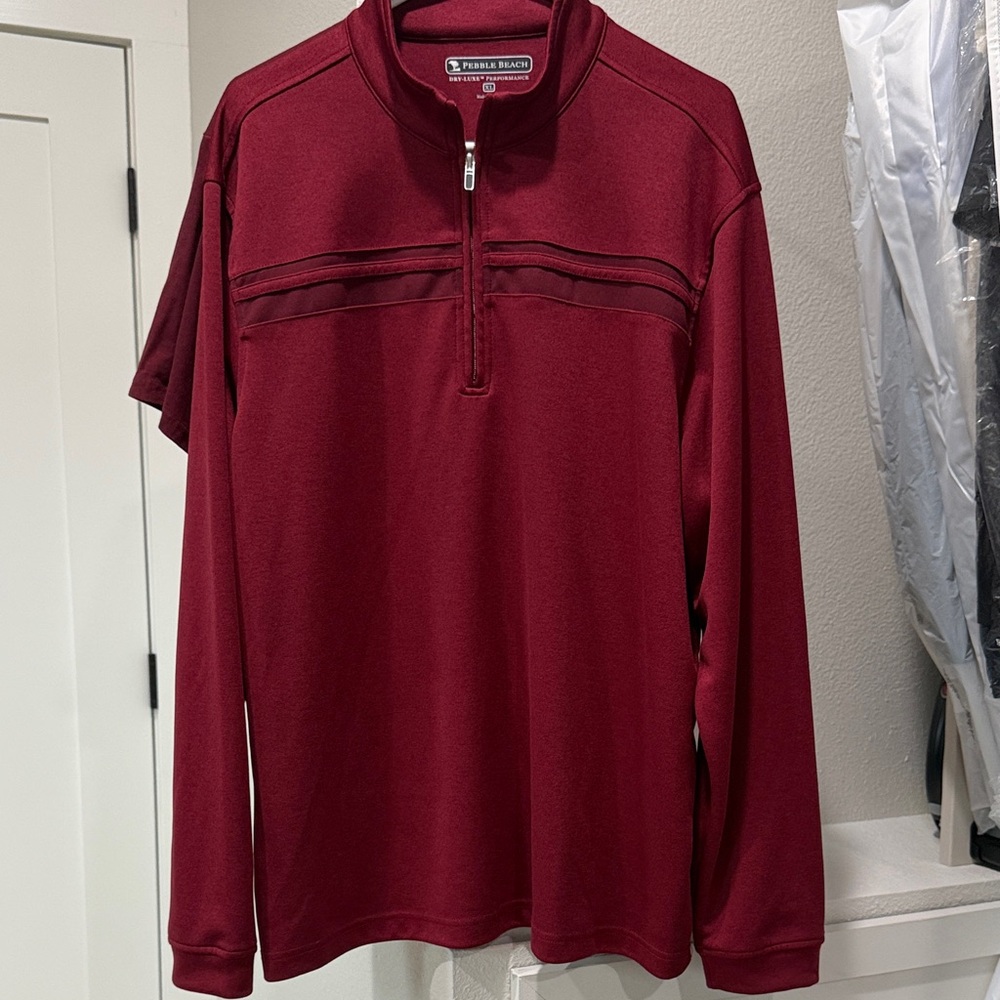 Pebble Beach Men's Burgundy Half-Zip Pullover & Banana Replica Tee XL